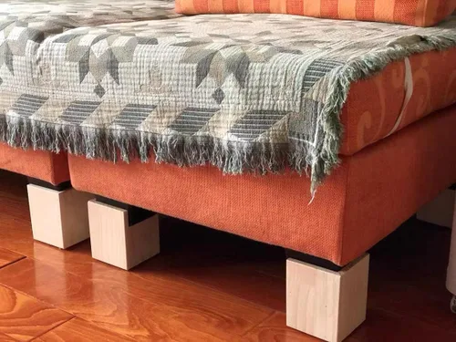 Vista 6 de Juego de 4 elevadores cuadrados para muebles de 2 pulgadas de altura, patas de muebles de madera maciza sin terminar, elevadores de cama, patas