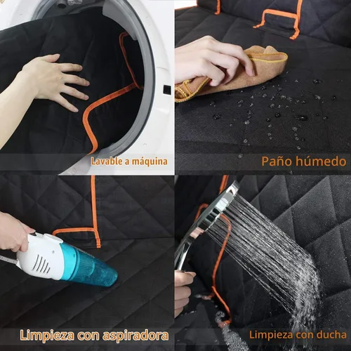 Vista 5 de Funda de asiento de automóvil para perro, antideslizante, impermeable, resistente, cinturón de seguridad central, compatible con reposabrazos