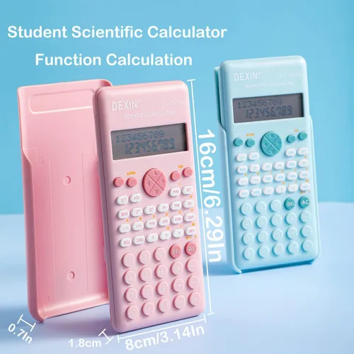 Vista 3 de Calculadoras científicas para estudiantes, 240 funciones, calculadora científica estándar de 2 líneas, suministros de oficina escolar, calculadora