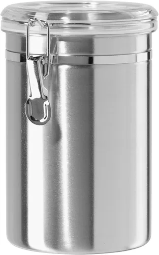 Vista 10 de Oggi Recipiente de cocina de acero inoxidable de 26 onzas líquidas, negro - Tapa hermética con cierre, parte superior transparente - Ideal