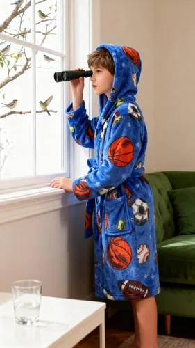 Vista 208 de E.W Apparel Bata de baño de forro polar con capucha para niños, bata suave y mullida para niños pequeños