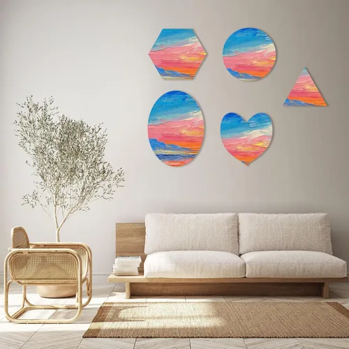 Vista 5 de PATIKIL Tablero de lienzo de corazón de 7.9 pulgadas para pintar, 2 paneles estirados en blanco para óleo, acrílico en forma de círculo, caballete