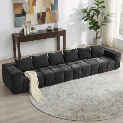 Vista 25 de Sofá de dos plazas seccional modular sin armazón de 78.7 pulgadas, sofá nube capitoné con asiento profundo, sofá de chenilla para sala de estar