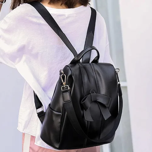 Vista 2 de XingChen Mochilas y monederos para mujer, de piel sintética, antirrobo, a la moda, casual, ligero, de viaje, bolso de hombro, Negro -, Viajar