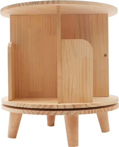Vista 4 de Estantería giratoria, estantería esquinera independiente de 360 grados para espacios pequeños, estante de almacenamiento de madera maciza 1-Tier