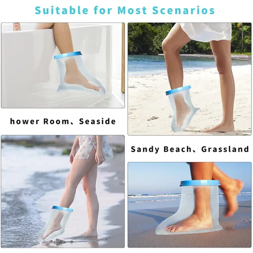 Vista 6 de SUPERNIGHT Funda impermeable para pies para ducha y baño, reutilizable, adulto Sellado hermético, protege las heridas de pies