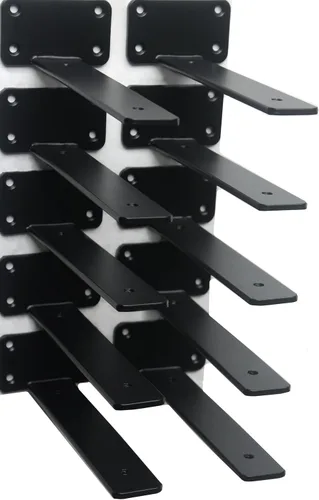 Vista 52 de Paquete de 2 - Soportes de estante en L ocultos negros de 4 pulgadas (1/5 pulgada de grosor) Soportes de estante flotante de hierro Soportes