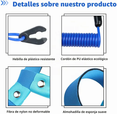 Vista 2 de Cordón de Interruptor de Parada de Emergencia para Barco Adecuado para Yamaha Jet Ski Waverunner, Ajuste Universal, Azul, Paquete de 1, Tirador