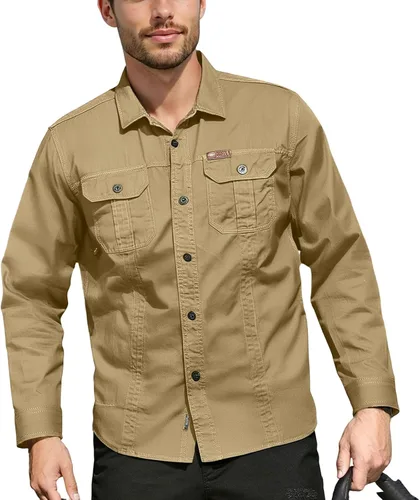 Vista 8 de Camisas de vestir de manga larga con botones y ajuste regular para hombre con bolsillos