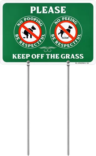Vista 8 de MUXYH Letrero de perro de doble cara con texto en inglés «Please Be Respectful, Keep Off The Grass», de construcción de metal, 12 x 9 pulgadas