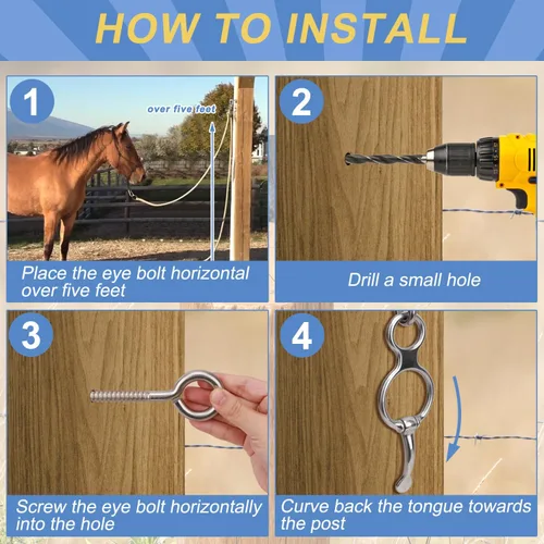 Vista 3 de Dayimado Anillo de amarre para caballos, anillo de amarre de acero inoxidable para caballos, suministros duraderos y seguros