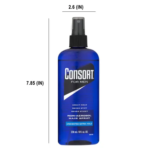 Vista 8 de Consort Spray para el cabello para hombres, sujeción extra, sin perfume, sin aerosol, 8 onzas líquidas