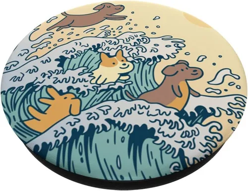 Vista 2 de Dogs Waves - PopSockets de natación con ondas grandes de Kanagawa