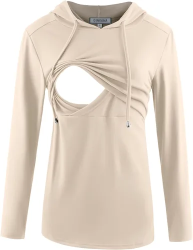 Vista 73 de GINKANA Sudadera con capucha para mujer, manga larga, lactancia materna, ropa casual