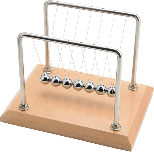 Vista 5 de CERROPI Péndulo de Newton, bolas de equilibrio con 7 bolas, péndulo clásico de Newton, juguete científico de física Juguetes y accesorios