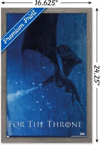 Vista 3 de Trends International Póster de pared Viserion Game of Thrones, 14.725 x 22.375 pulgadas, versión enmarcada de madera de granero