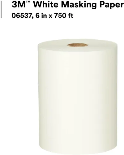 Vista 2 de 3M Papel de Enmascarar Blanco 06537, Resistente al Calor, Flexible, Sin Pelusa, 6 pulgadas x 750 pies Lint Free