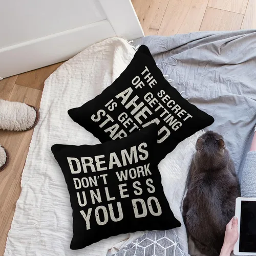 Vista 3 de Juego de 6 fundas de almohada inspiradoras con frases motivacionales, 18 x 18 pulgadas, regalo para adolescentes y adultos, sala de estar, oficina