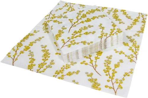 Vista 8 de Entertaining with Caspari Berry Branches - Servilletas de papel para cóctel, color blanco y dorado, paquete de 20