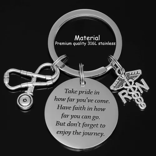 Vista 8 de Hutimy - Llavero de regalo para enfermeras registradas para mujeres y hombres, joyería RN para enfermeras, el mejor regalo para nuevas enfermeras