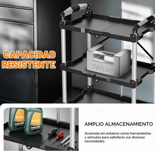 Vista 3 de Auto Dynasty Carrito utilitario plegable de 3 niveles con ruedas