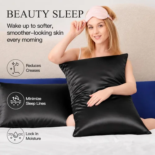 Vista 4 de INSSL - Funda de almohada de seda para mujeres, funda de almohada de seda de morera para cabello y piel, mantente cómoda y transpirable durante