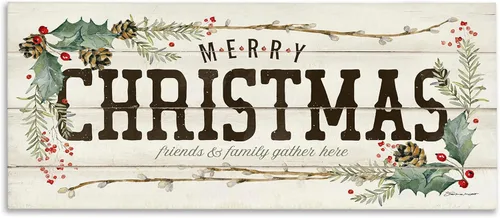 Vista 10 de Stupell Industries All Safely Gathered Frase Winter Holly Florals, placa de pared diseñada por Stephanie Workman Marrott, 7 x 17 pulgadas