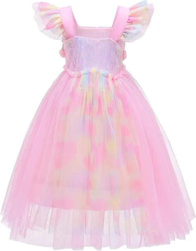 Vista 4 de BanKids Unicorn Dress for Girls Unicorn Costume Pageant Princess Party Dress with Unicorn Headband for Girls 3-12 Years