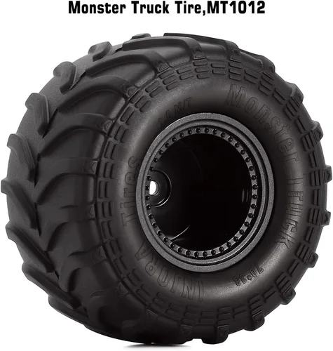 Vista 2 de INJORA Monster Truck - Juego de neumáticos de llanta para Axial SCX24 FMS FCX24 y TRX4MT, 2.756 x 1.496 in, MT1012 (negro)