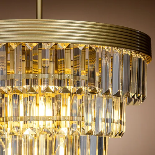 Vista 6 de ALOADECOR Candelabro de cristal de 5 niveles con forma de cono glamoroso de 4 luces, de 16 pulgadas, color dorado suave, ajustable, contemporáneo