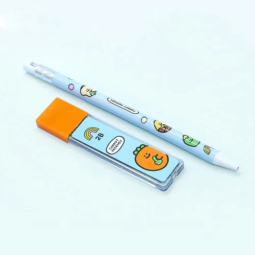 Vista 2 de [2 en 1] Carrot Friends Cute Character Illustration 2B Lápiz mecánico con sacapuntas Top Set (aleatorio)