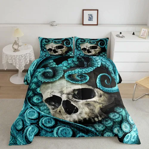 Vista 42 de Feelyou Juego de ropa de cama de sirena suave para niños y niñas, juego de edredón de escamas de peces oceánicos, tamaño individual, edredón