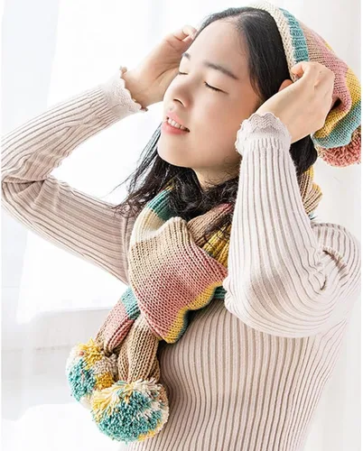 Vista 4 de Hilo de color de algodón para tartas, hilo multicolor arcoíris para tejer y tejer a ganchillo, 2 bolas de 7.05 oz, 45% algodón, 55% acrílico, hilo