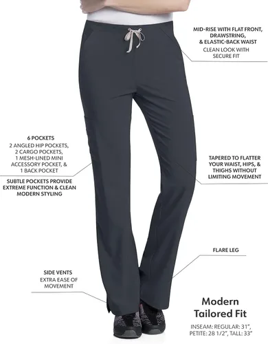 Vista 2 de Landau Women's Urbane Performance Tailored Fit Stretch 6-pkt Cargo Scrub Pants 9312