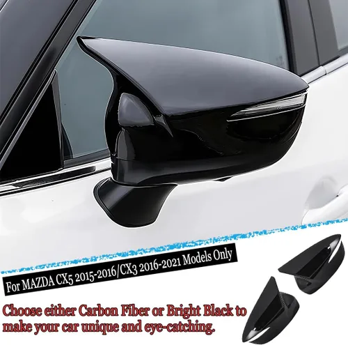 Vista 5 de MUXEE 2 tapas de cubierta de espejo trasero deportivo para Mazda CX5 CX-5 2015 2016/CX3 CX-3 2016-2021 ABS cubierta de espejo de ala de puerta Negro