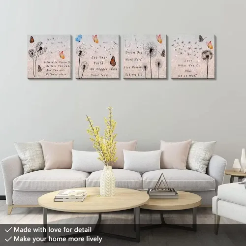 Vista 10 de Wall HDQ Arte de pared de flores para baño, dormitorio, sala de estar, decoración de pared azul y naranja, pintura floral, lienzo impreso, imagen