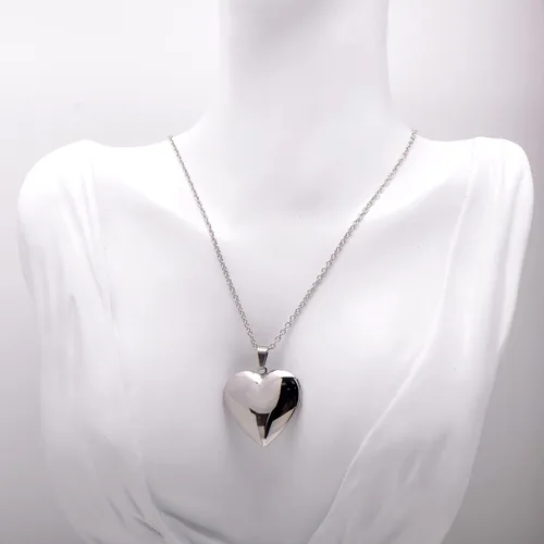 Vista 2 de Paialco Collar con colgante de medallón en forma de corazón de acero inoxidable para mujer