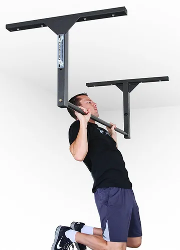Vista 2 de Stud Bar Barra de dominadas resistente para montaje en techo o pared, calidad de gimnasio, capacidad de 600 libras, tamaño estándar para techos de 9