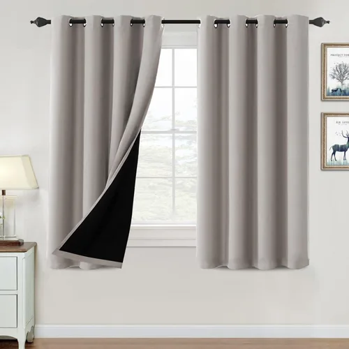 Vista 24 de H.VERSAILTEX Cortinas 100% de opacidad para dormitorio, con aislamiento térmico, cortinas opacas de 63 pulgadas de largo, cortinas de bloqueo