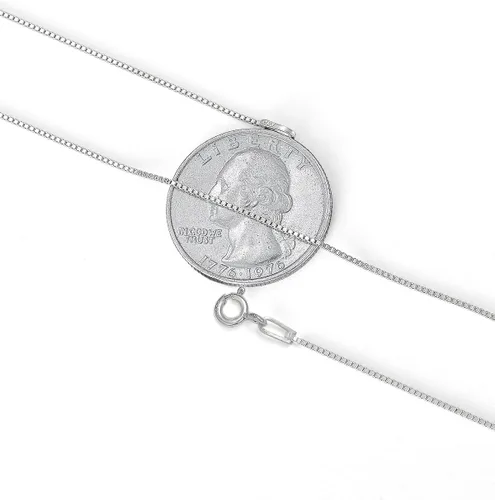 Vista 9 de ASHINE 925 Sterling Silver Box Chain Necklace for Women, 1mm 0.8mm Replacement Link Chain for Pendants, Dainty & Sturdy Necklace Available in 16-36