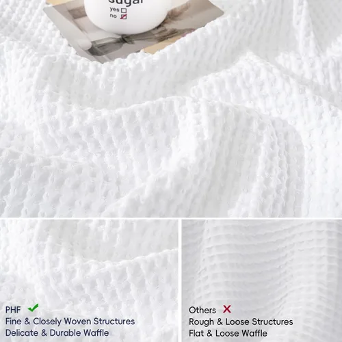 Vista 4 de PHF Funda de almohada 100% algodón con tejido de gofre, 20 x 20 pulgadas, sin relleno, paquete de 2 elegantes fundas de almohada cuadradas Blanco