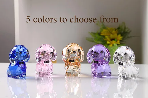 Vista 3 de DOJOZ Crystal Puppy Lindo Perro Encantador Escritorio Estatua Pequeños Adornos Decoración Del Hogar (Azul)