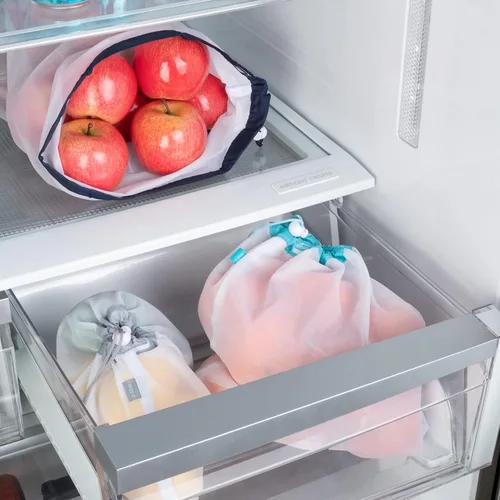 Vista 2 de Smart Design Bolsas de malla reutilizables para productos – Juego de 9 – Lavable a máquina – Ecológicas – Multiusos, aperitivos, verduras, frutas
