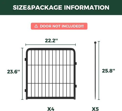 Vista 4 de FXW Rollick Unleashed Corral para Perros para Interiores, Patio, Campamento en RV, 24 pulgadas 4 Paneles para Perros Pequeños y Cachorros Negro