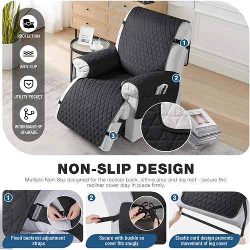 Vista 3 de TAOCOCO Funda para Sillón Reclinable 100% Impermeable - Funda para Sillón Reclinable con Gránulos Antideslizantes, Fundas para Sillas Reclinables