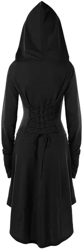 Vista 2 de Disfraz de capa renacentista Gemijack con capucha para mujer, de meter, vestido largo con capucha