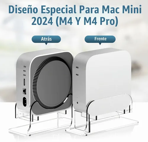 Vista 2 de Likesing Soporte de escritorio vertical de acrílico transparente para Mac mini M4/M4 Pro 2024, soporte para Mac mini M4 con ranura de almacenamiento