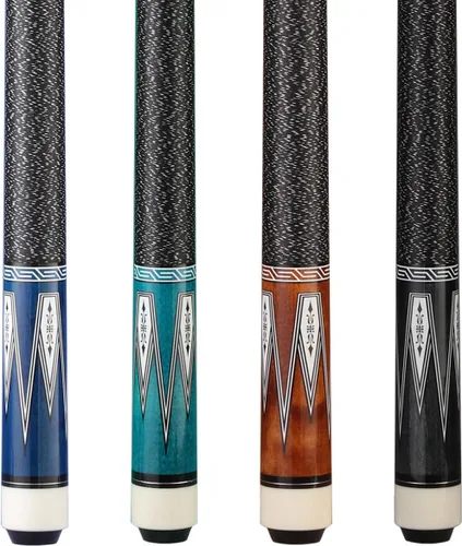 Vista 10 de Set of 4 Pool Cues-Different Weights(18/19/20/21 oz) or Different Tip Sizes(10/11/12/13mm Tip) Cue Set 58" Canadian Maple, 4-Prong House Bar