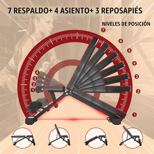 Vista 3 de Juego de banco de pesas multifunción todo en 1, multiposiciones, para levantamiento de pesas, banco de entrenamiento, banco plegable para gimnasio