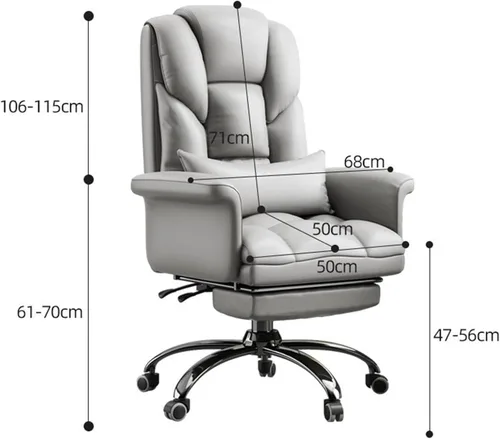 Vista 7 de Ergonomic Office Chair with Footrest, High Back PU Leather Executive Computer Chair with 135° Backrest and Lumbar Support for Home Desk Task, Easy
